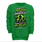 Passion over Principle  youth tee in Irish Green, front view by House of Martin Designs