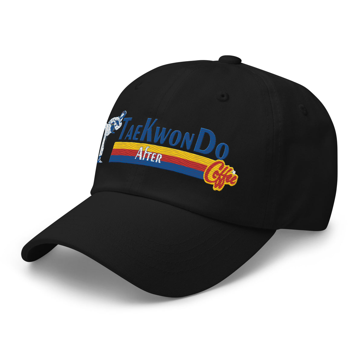 Taekwondo After Coffee dad hat, front view by House of Martin Designs
