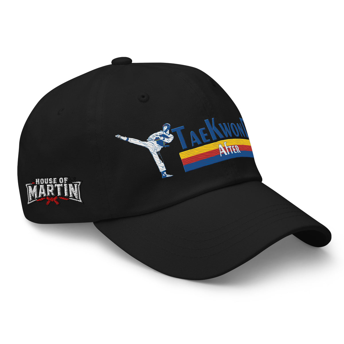 Taekwondo After Coffee dad hat, front view by House of Martin Designs