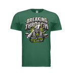 Breaking Through men's tee in fan dark green, front view by House of Martin Designs