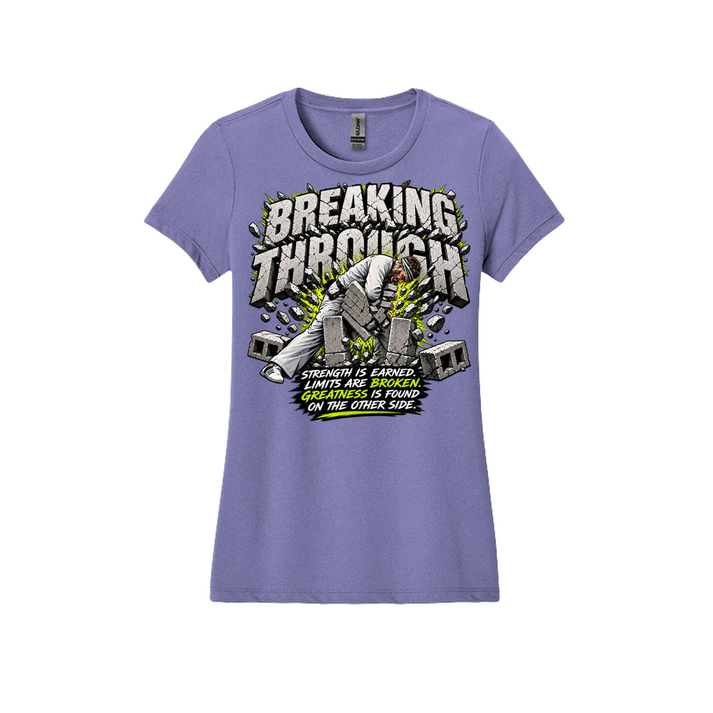 Breaking Through women's tee in cardinal red, front view by House of Martin Designs