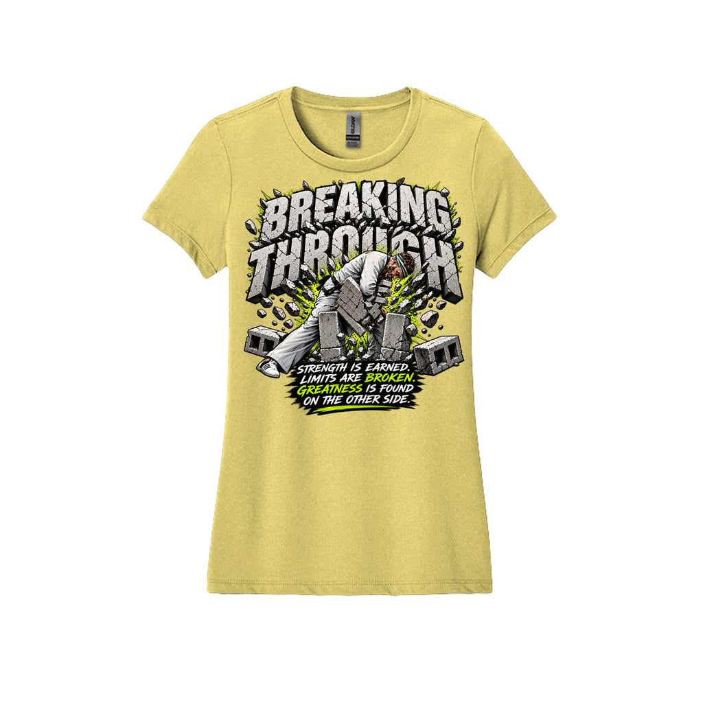 Breaking Through women's tee in light blue, front view by House of Martin Designs