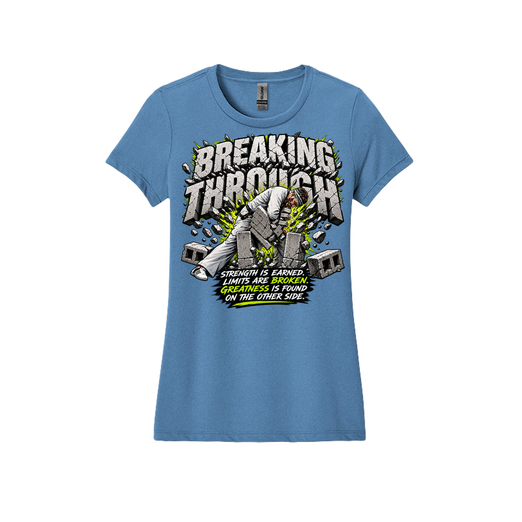 Breaking Through women's tee in light pink, front view by House of Martin Designs