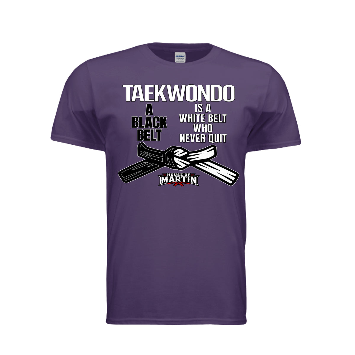 Don't Quit unisex tee in fan dark purple, front view by House of Martin Designs