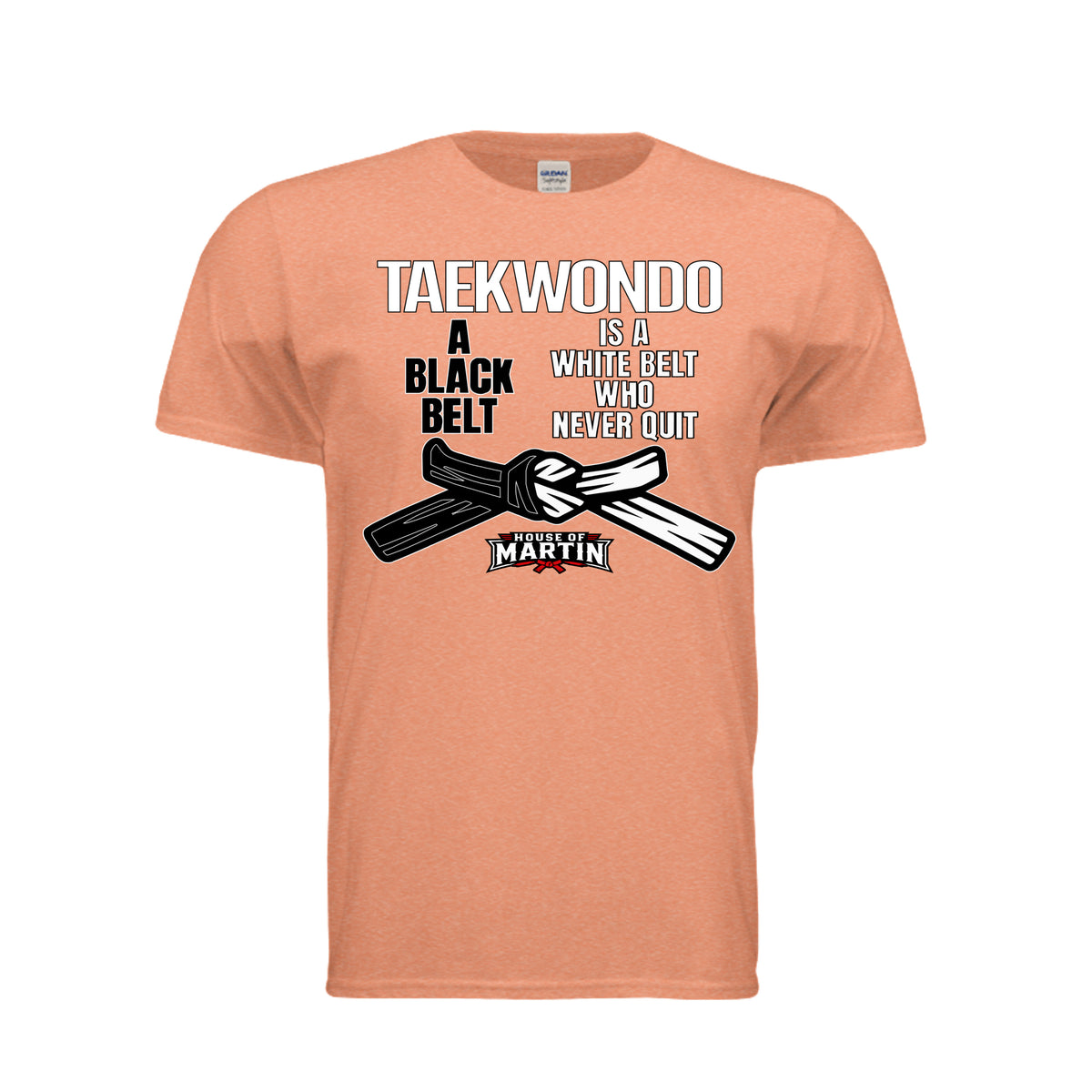 Don't Quit unisex tee in heather orange, front view by House of Martin Designs