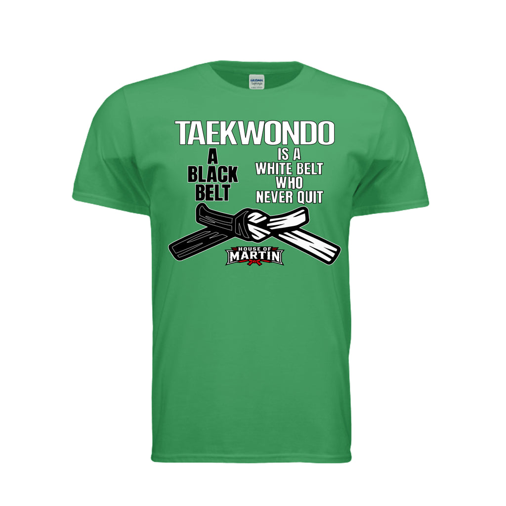 Don't Quit unisex tee in irish green, front view by House of Martin Designs