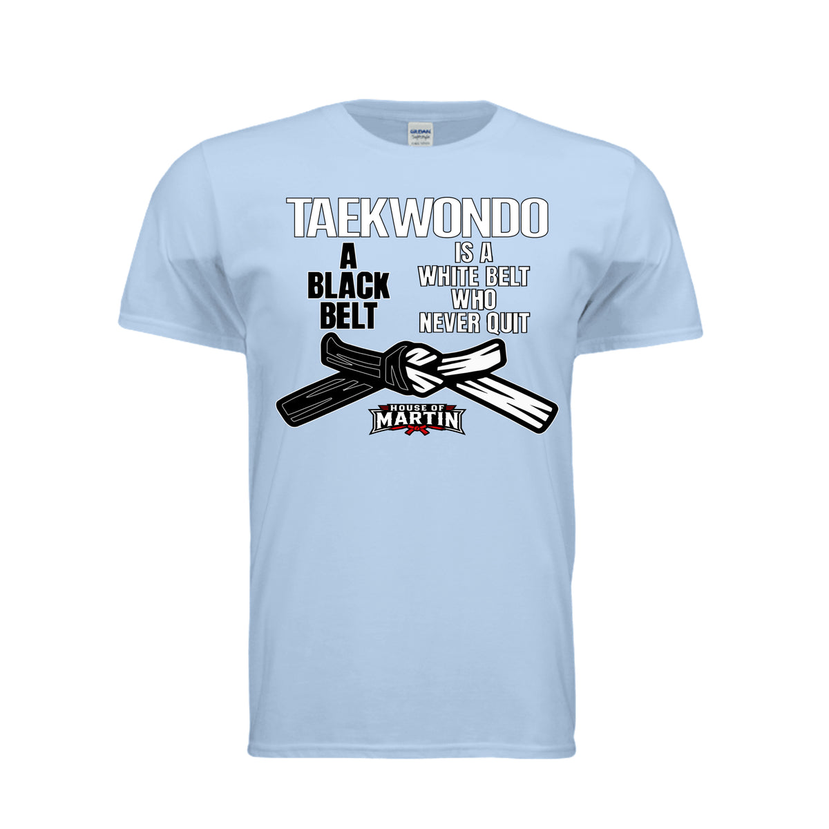 Don't Quit unisex tee in light blue, front view by House of Martin Designs