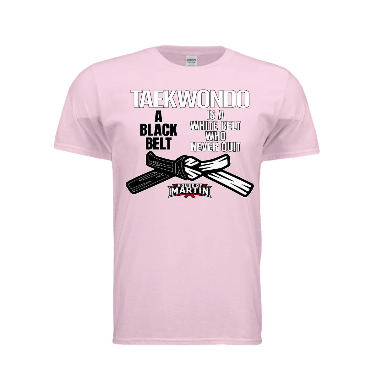 Don't Quit unisex tee in light pink, front view by House of Martin Designs