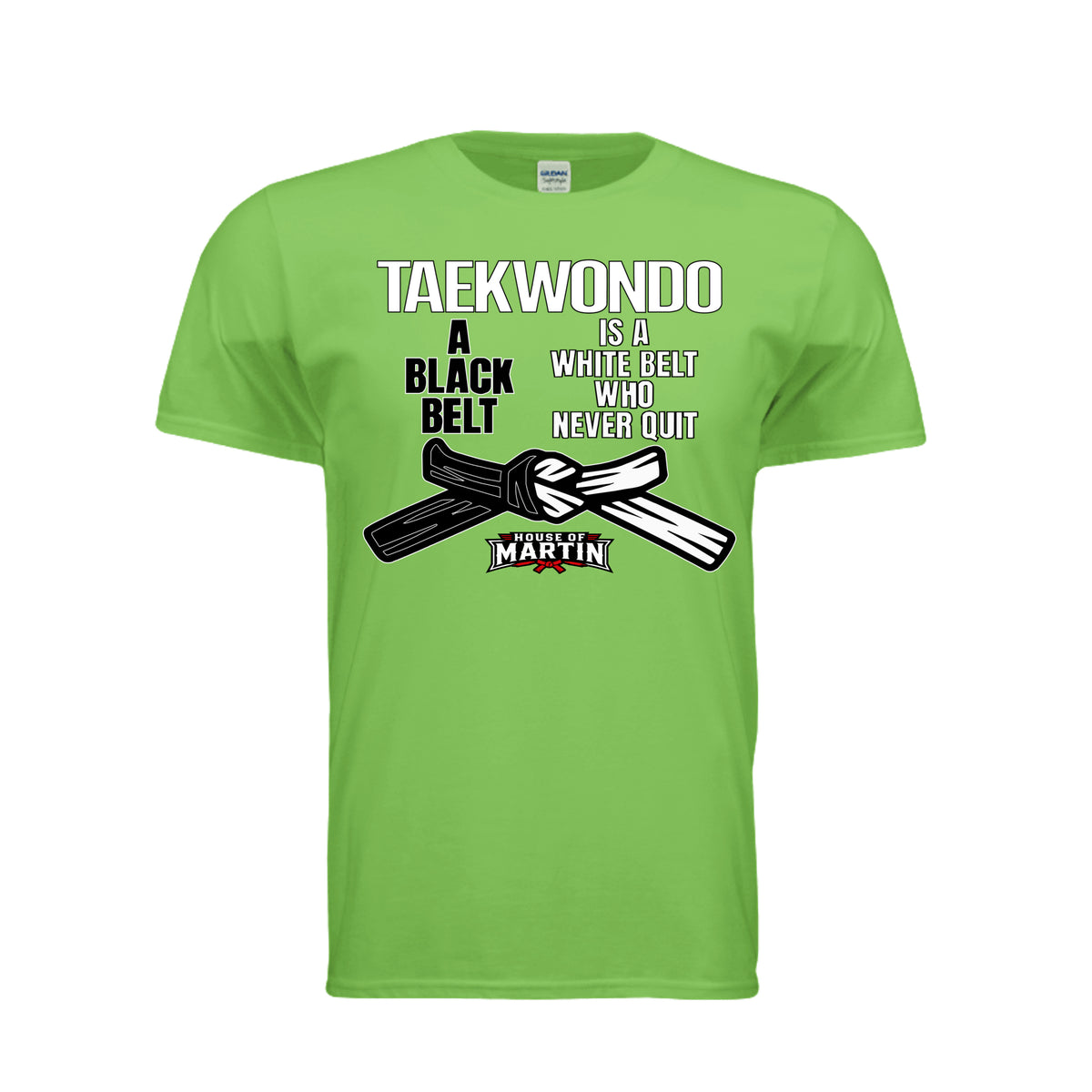 Don't Quit unisex tee in lime, front view by House of Martin Designs