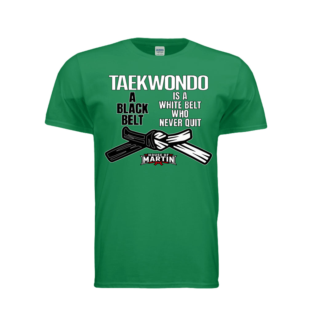 Don't Quit unisex tee in turf green, front view by House of Martin Designs