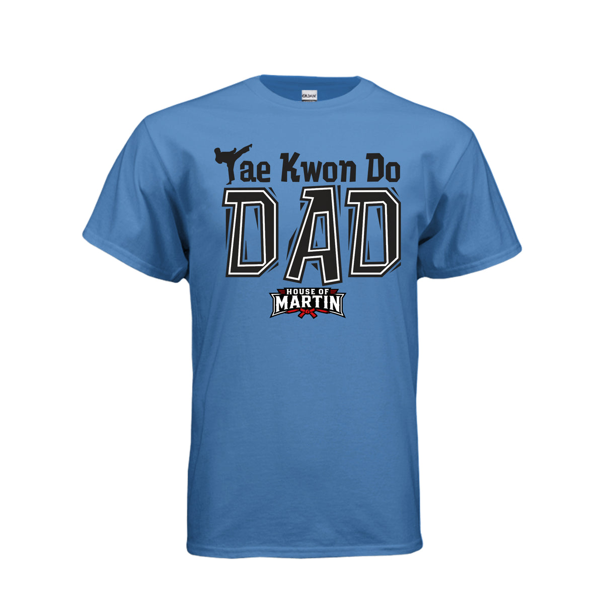 TKD Dad unisex tee in iris, front view by House of Martin Designs