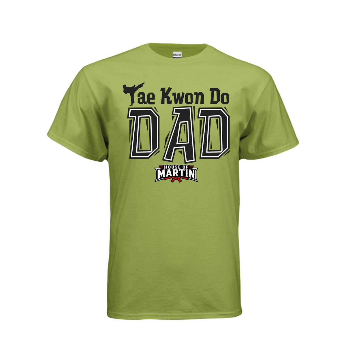 TKD Dad unisex tee in kiwi, front view by House of Martin Designs