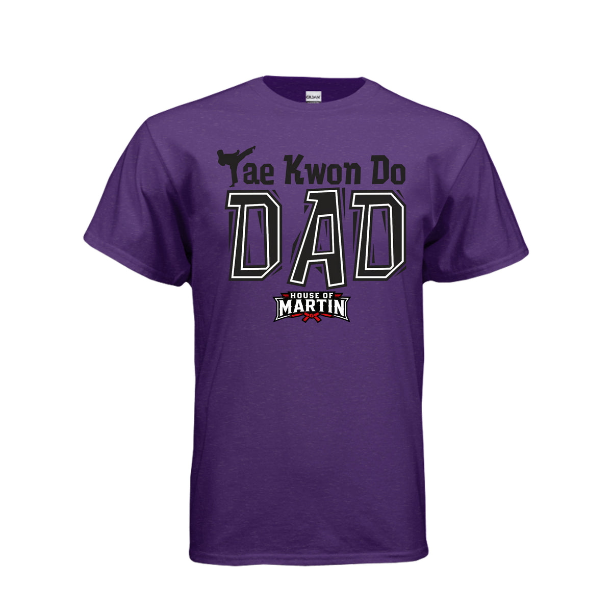 TKD Dad unisex tee in lilac, front view by House of Martin Designs