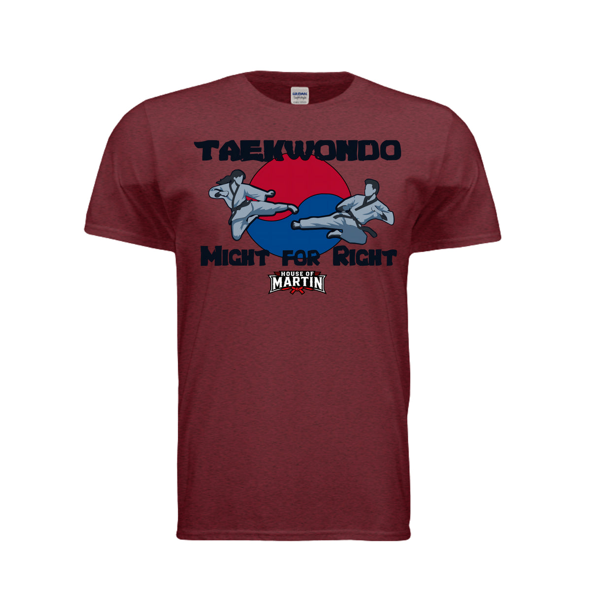 Might for Right unisex tee in antique cherry red, front view by House of Martin Designs