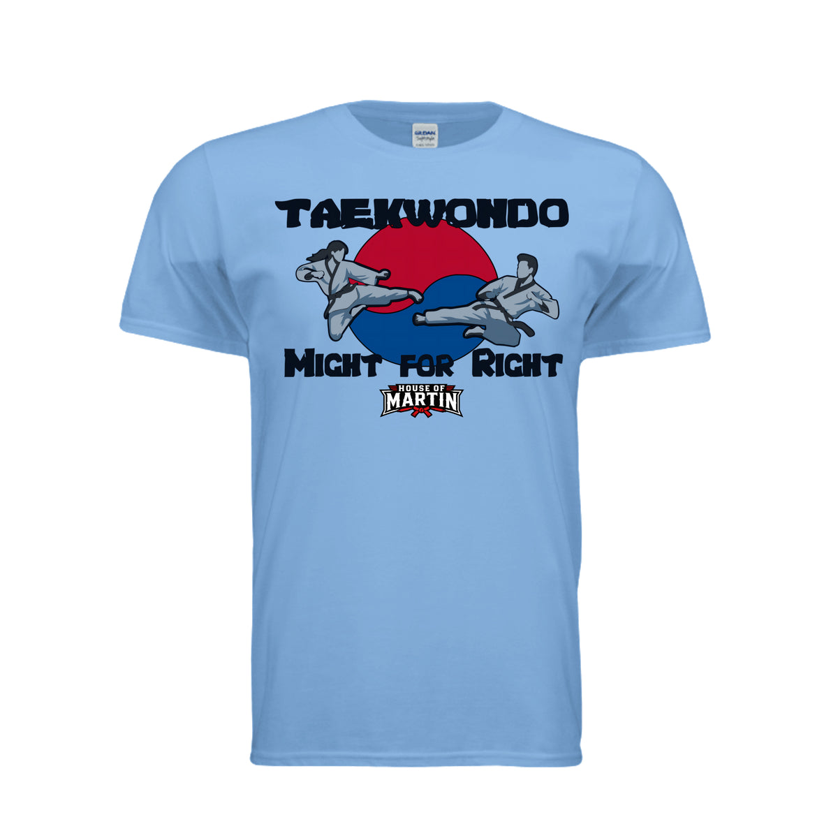Might for Right unisex tee in carolina blue, front view by House of Martin Designs