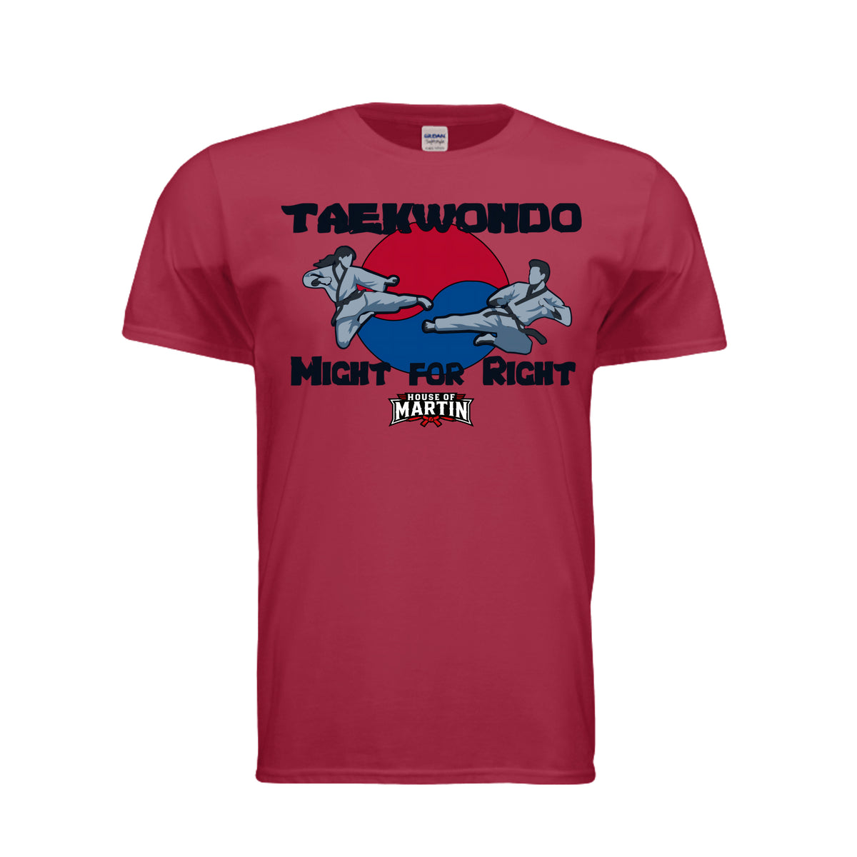 Might for Right unisex tee in cherry red, front view by House of Martin Designs