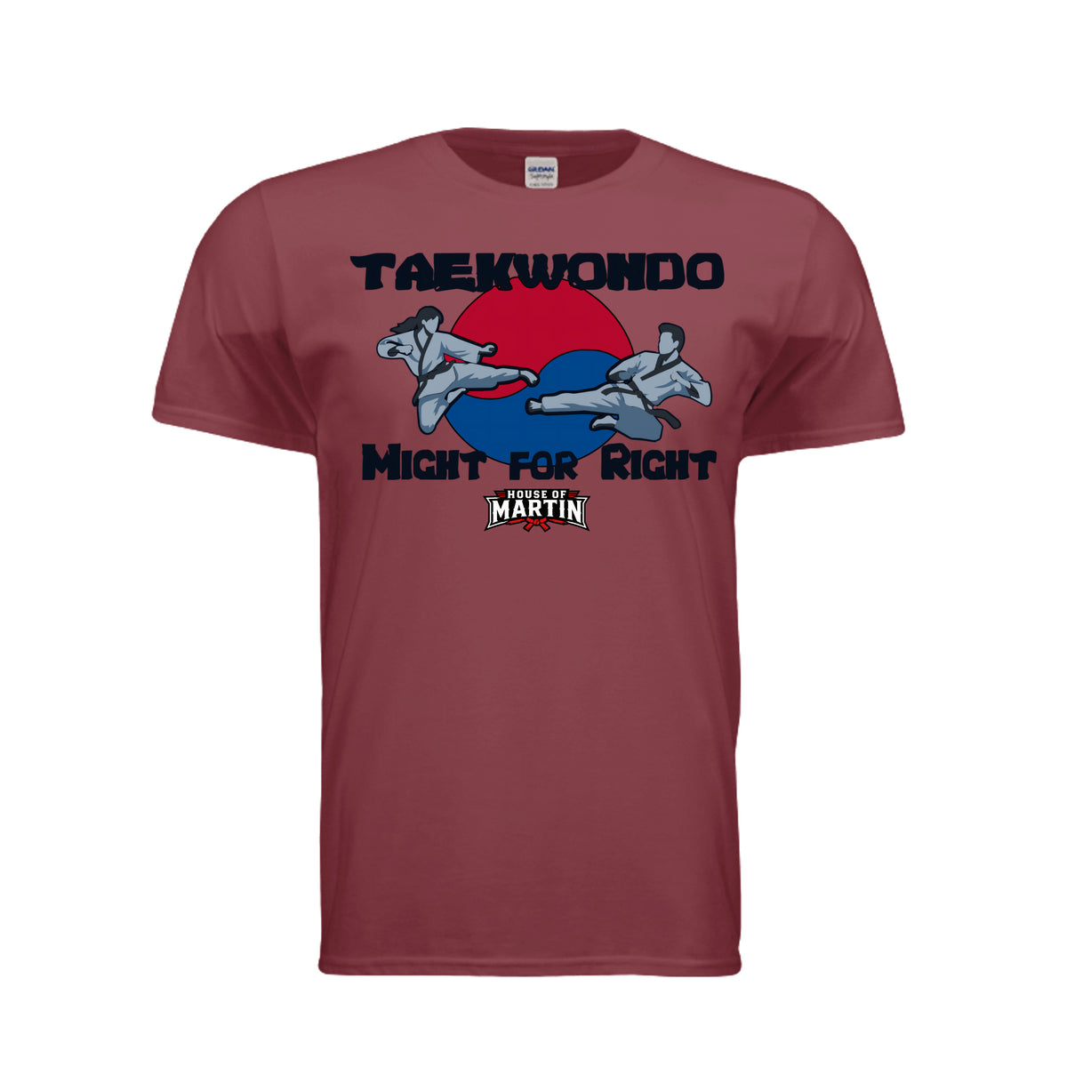 Might for Right unisex tee in garnet, front view by House of Martin Designs