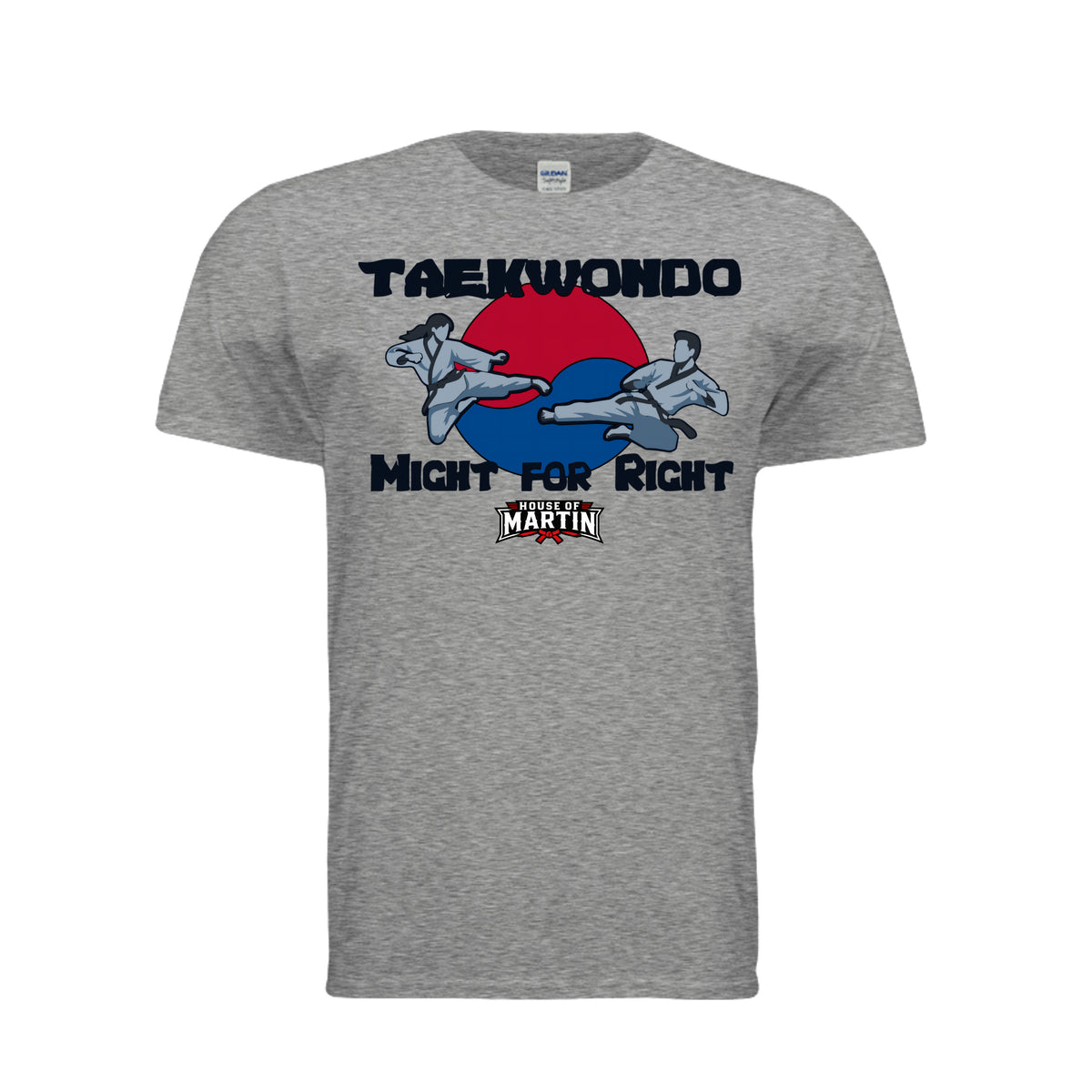 Might for Right unisex tee in graphite heather, front view by House of Martin Designs