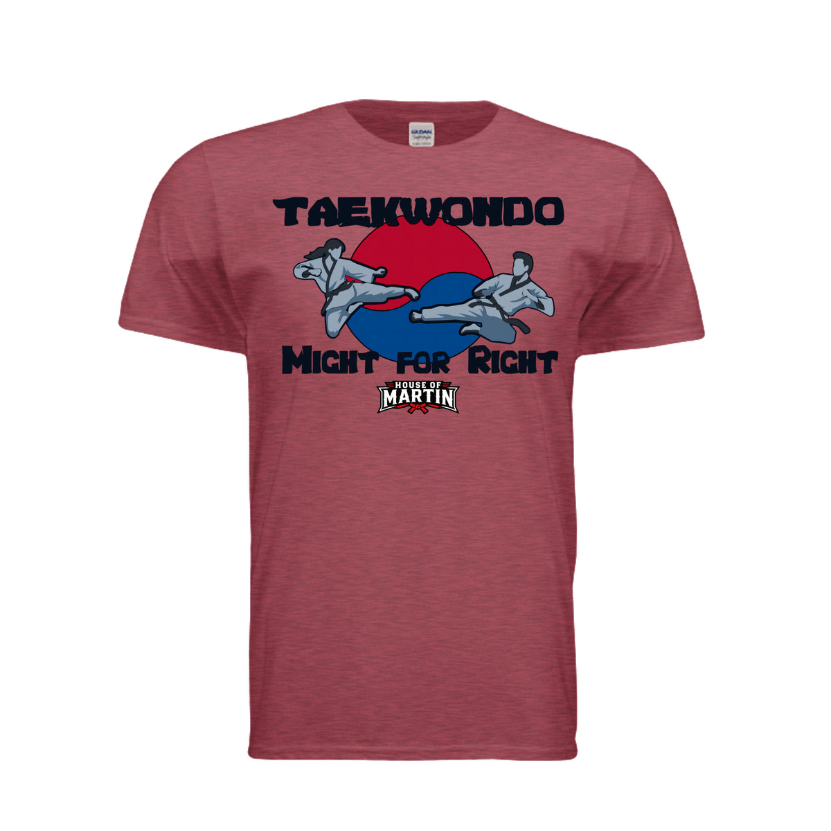 Might for Right unisex tee in heather cardinal, front view by House of Martin Designs