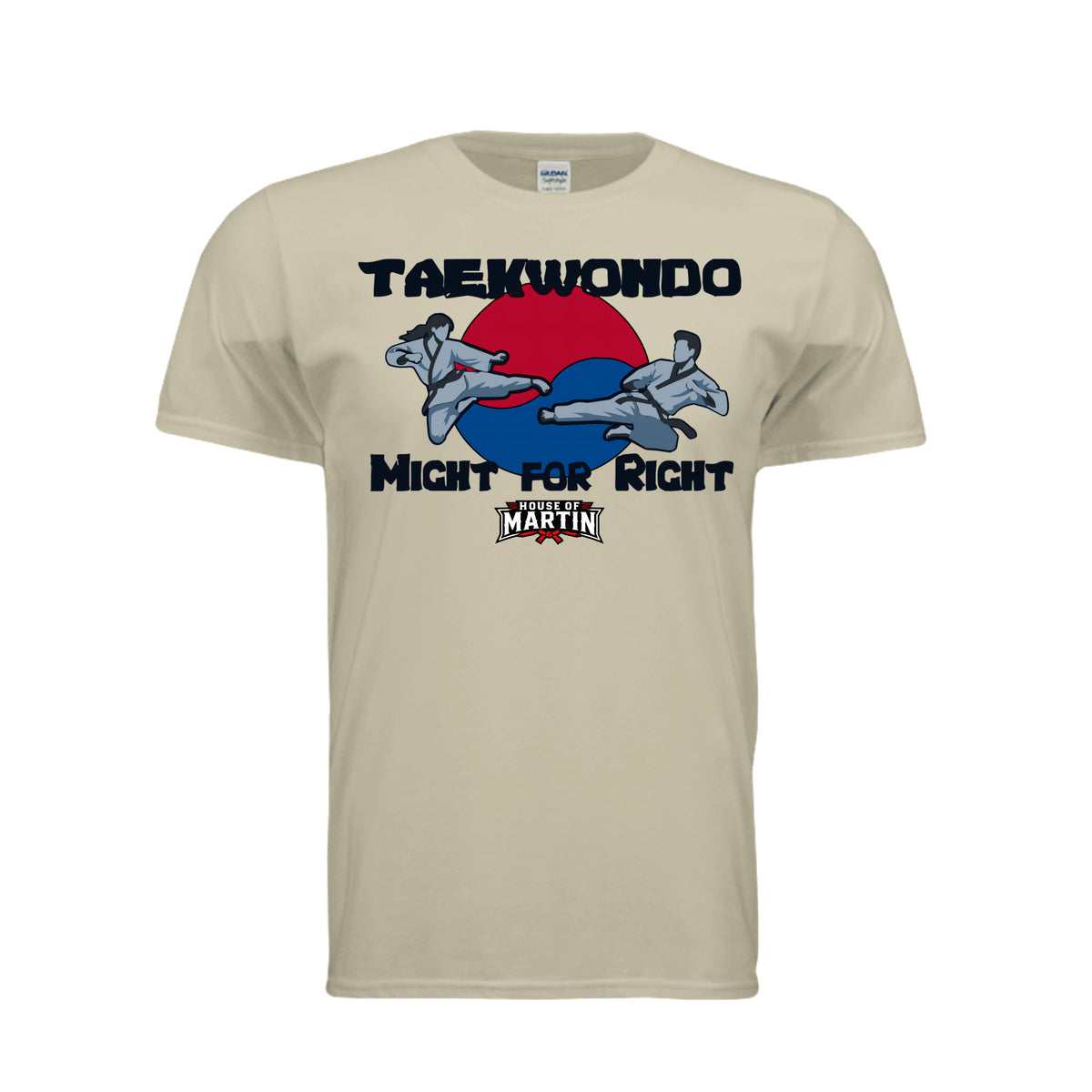 Might for Right unisex tee in heather oatmeal, front view by House of Martin Designs