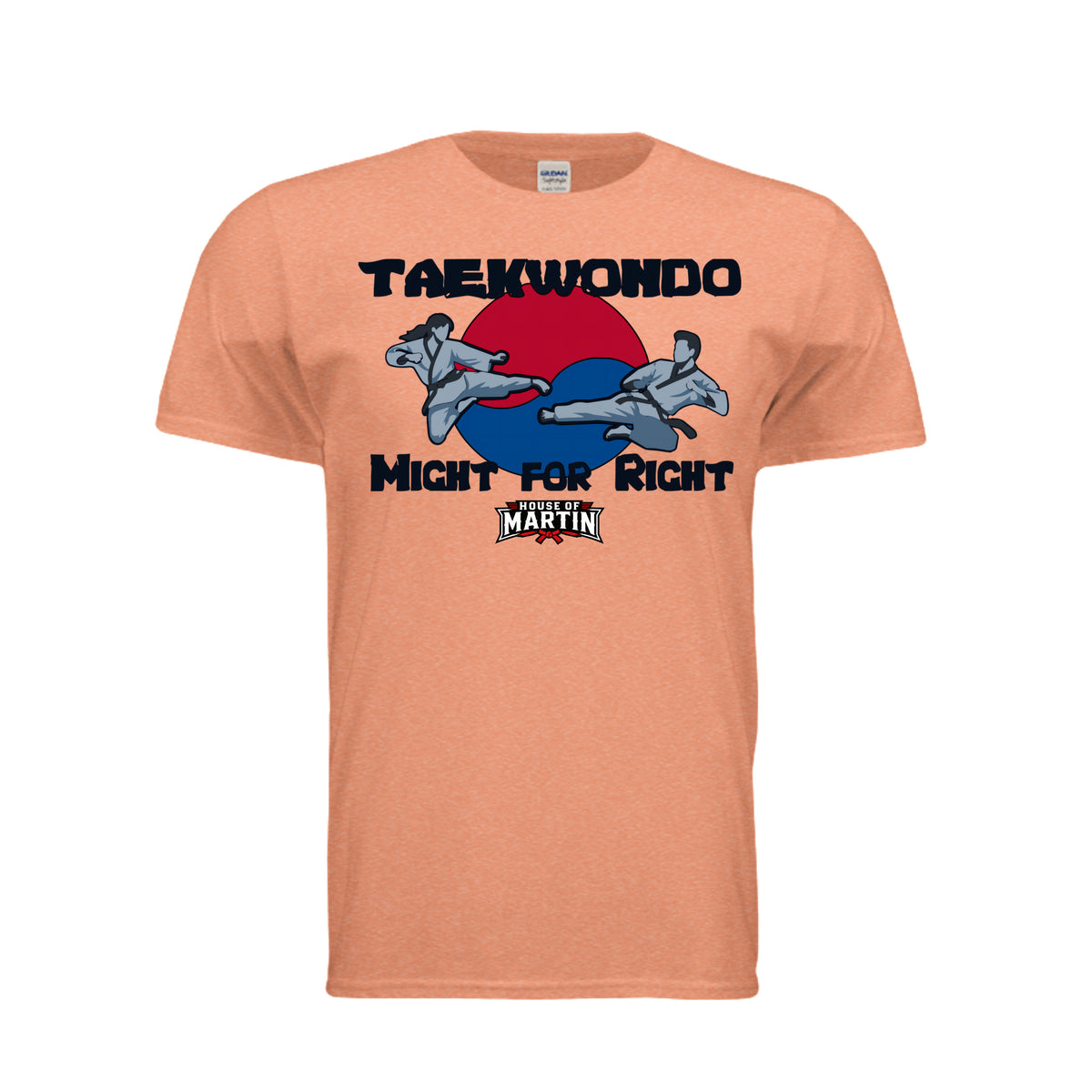 Might for Right unisex tee in heather orange, front view by House of Martin Designs